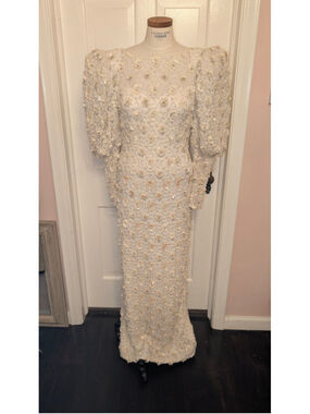 Incredible rare Oleg Cassini 1980s Black Tie Beaded Wedding Dress
